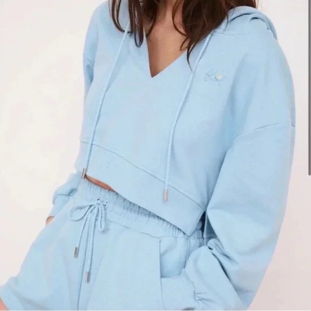 FL&L Light Blue Women's Hoodie and Short Set